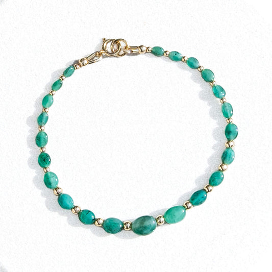 Dizzy Girl Zambian Emerald 14k Gold-Filled Graduated Oval Bracelet
